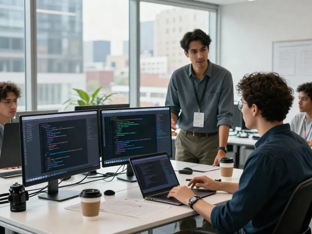 Engaging professionals discussing unfiltered AI chat insights in a modern tech workspace.